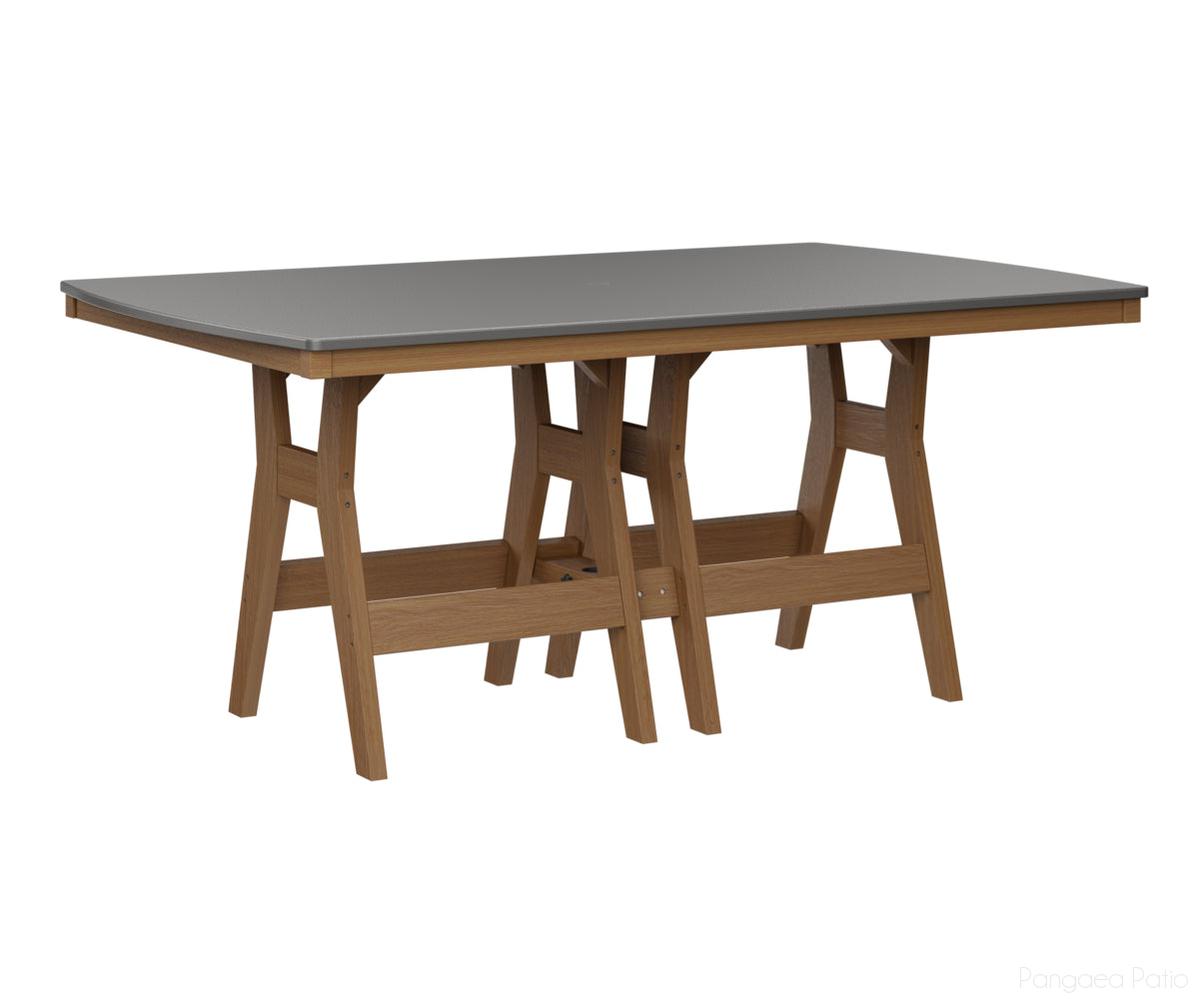 BGHHFT4472CSTNT-Berlin Gardens-Harbor 44" x 72" Rectangular Table - Hammered Top - Counter Height-Stainless BG-Natural Teak BG-Pangaea Patio