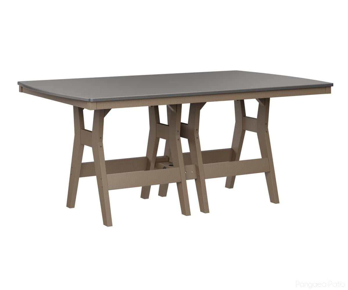 BGHHFT4472DSTWW-Berlin Gardens-Harbor 44" x 72" Rectangular Table - Hammered Top - Dining Height-Stainless BG-Weatherwood BG-Pangaea Patio