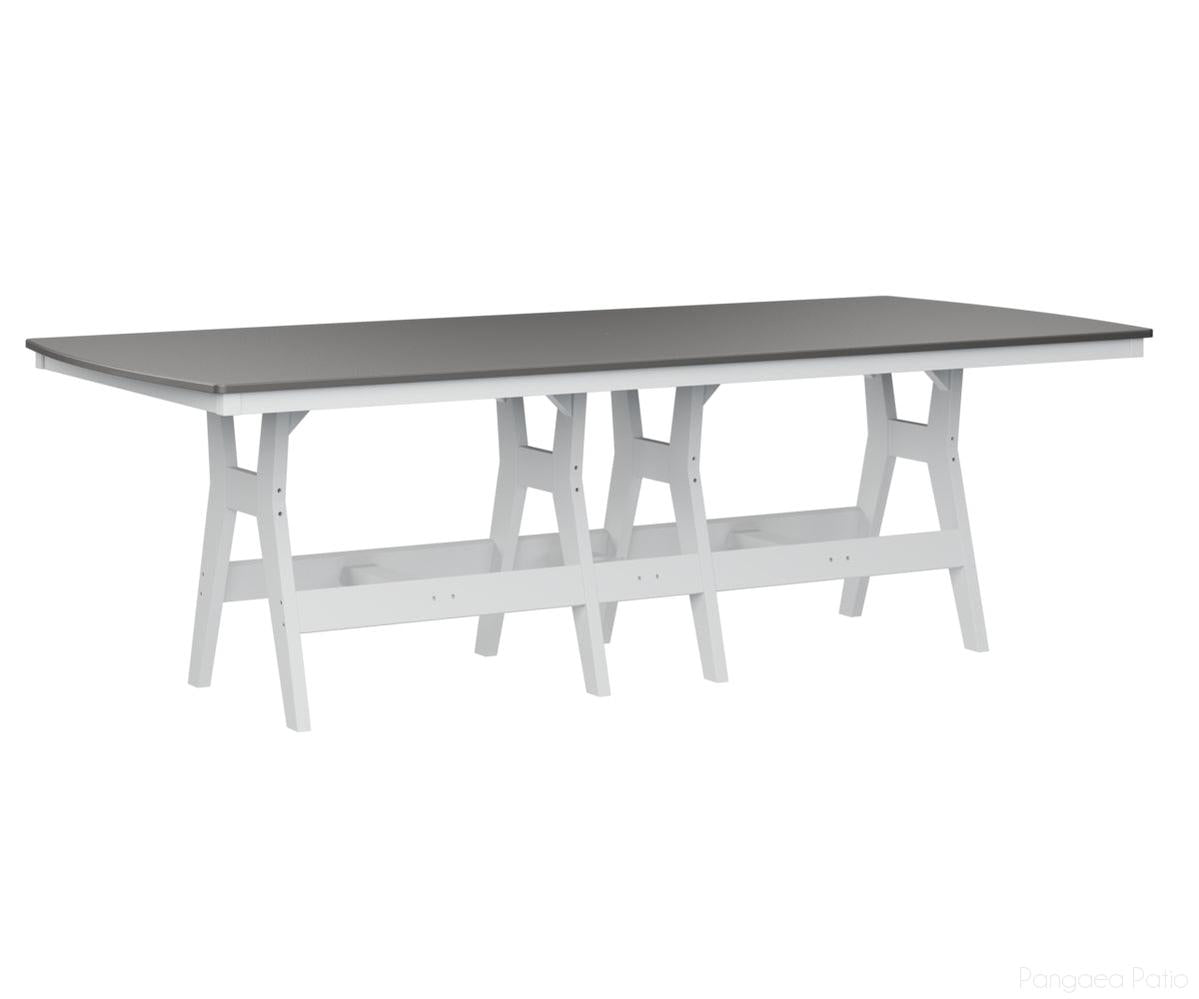 BGHHFT4496DSTWH-Berlin Gardens-Harbor 44" x 96" Rectangular Table - Hammered Top - Dining Height-Stainless BG-White BG-Pangaea Patio