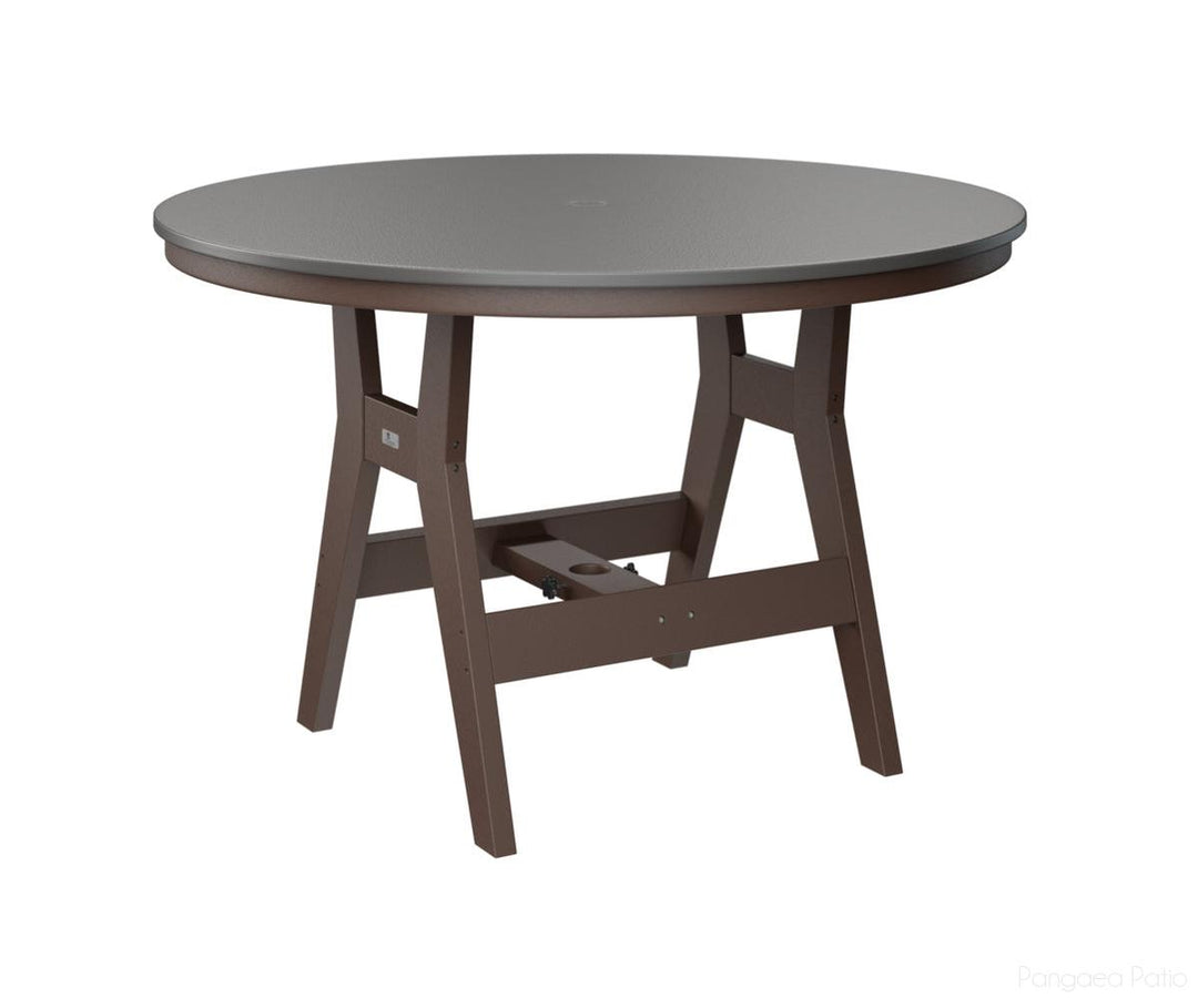 BGHHFT0048BSTCB-Berlin Gardens-Harbor 48" Round Table - Hammered Top - Bar Height-Stainless BG-Chocolate Brown BG-Pangaea Patio