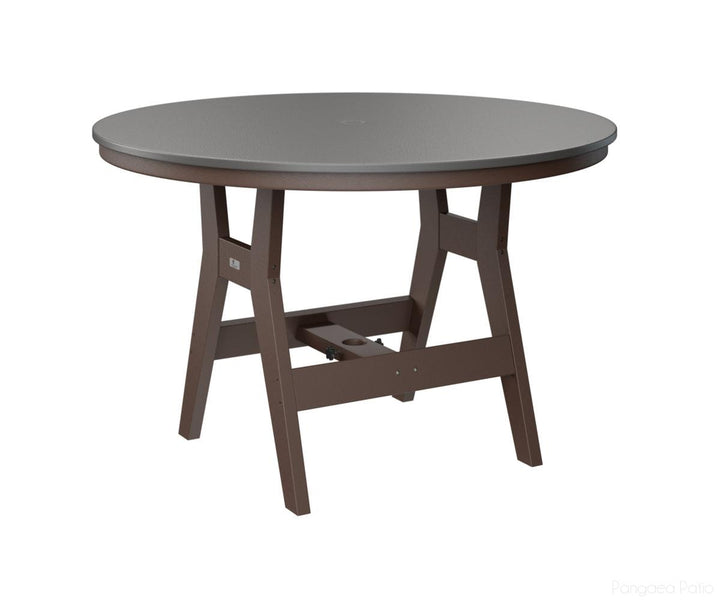 BGHHFT0048BSTCB-Berlin Gardens-Harbor 48" Round Table - Hammered Top - Bar Height-Stainless BG-Chocolate Brown BG-Pangaea Patio