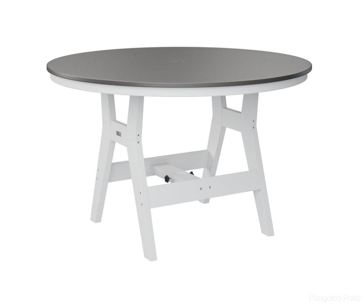 BGHHFT0048BSTWH-Berlin Gardens-Harbor 48" Round Table - Hammered Top - Bar Height-Stainless BG-White BG-Pangaea Patio