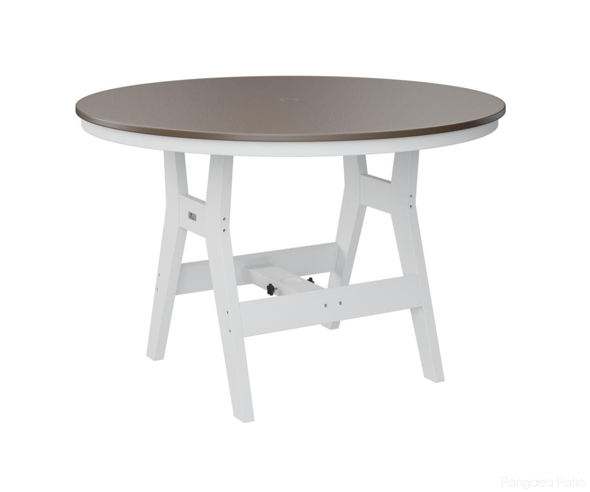 BGHHFT0048DBZWH-Berlin Gardens-Harbor 48" Round Table - Hammered Top - Dining Height-Bronze BG-White BG-Pangaea Patio