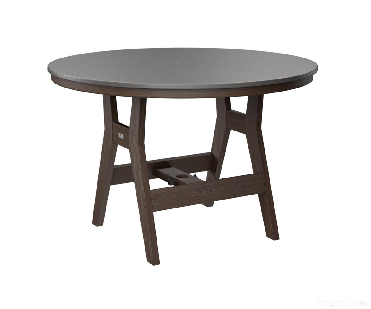 BGHHFT0048DSTBW-Berlin Gardens-Harbor 48" Round Table - Hammered Top - Dining Height-Stainless BG-Brazilian Walnut BG-Pangaea Patio