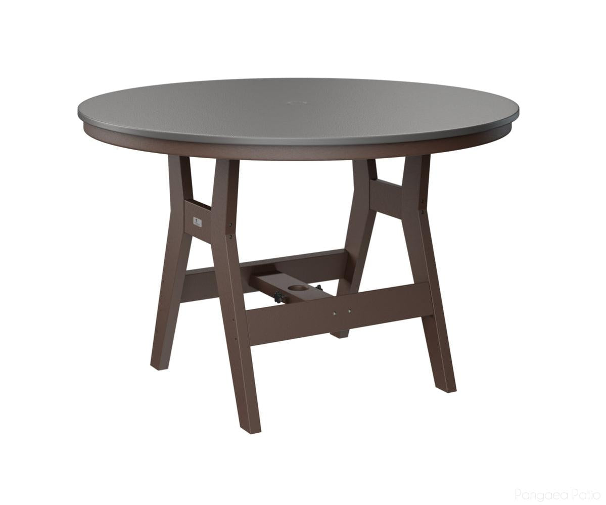 BGHHFT0048DSTCB-Berlin Gardens-Harbor 48" Round Table - Hammered Top - Dining Height-Stainless BG-Chocolate Brown BG-Pangaea Patio