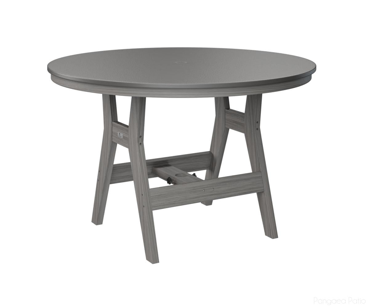 BGHHFT0048DSTDG-Berlin Gardens-Harbor 48" Round Table - Hammered Top - Dining Height-Stainless BG-Driftwood Gray BG-Pangaea Patio