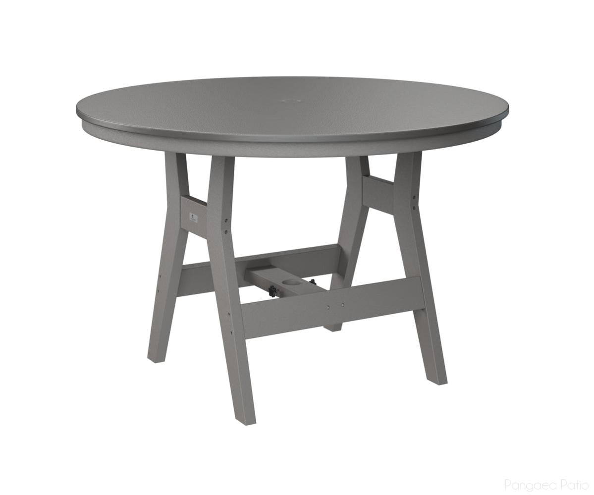BGHHFT0048DSTLG-Berlin Gardens-Harbor 48" Round Table - Hammered Top - Dining Height-Stainless BG-Light Gray BG-Pangaea Patio