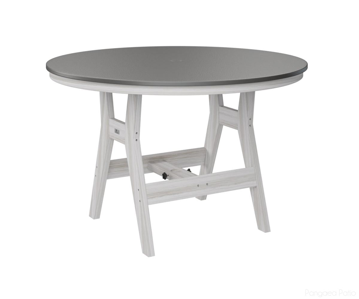 BGHHFT0048DSTSE-Berlin Gardens-Harbor 48" Round Table - Hammered Top - Dining Height-Stainless BG-Seashell BG-Pangaea Patio