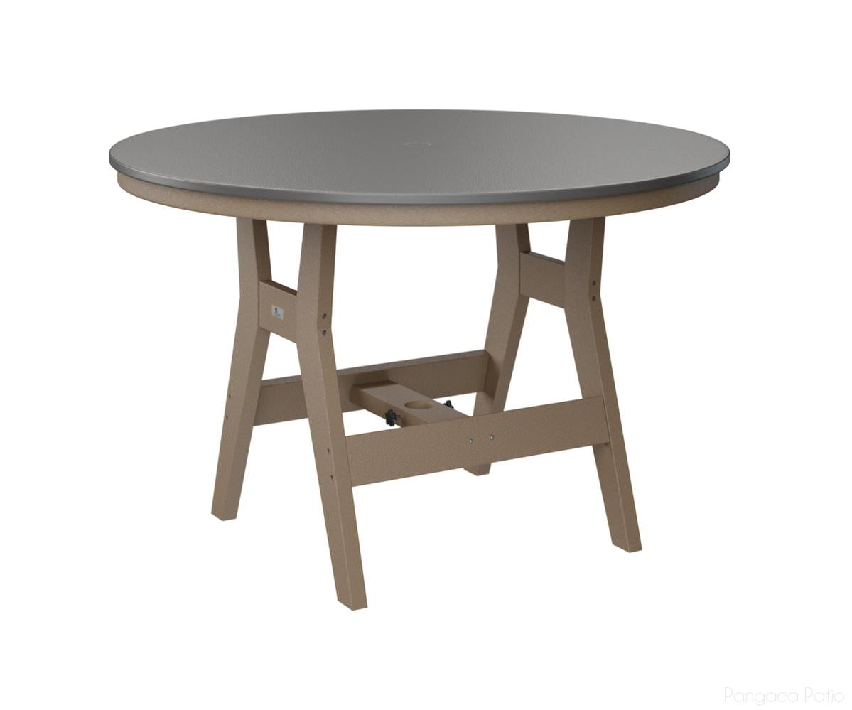 BGHHFT0048DSTWW-Berlin Gardens-Harbor 48" Round Table - Hammered Top - Dining Height-Stainless BG-Weatherwood BG-Pangaea Patio