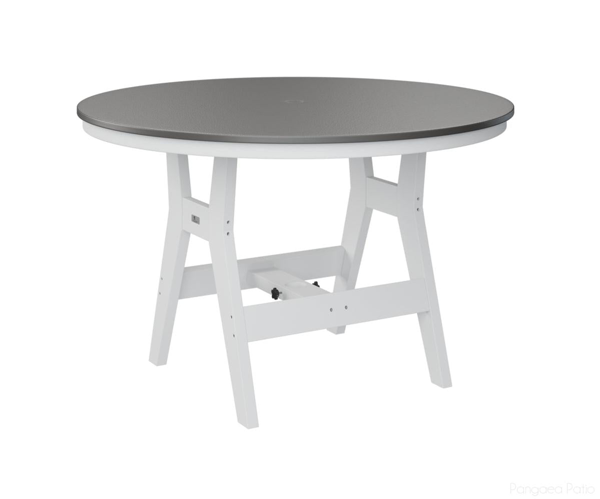 BGHHFT0048DSTWH-Berlin Gardens-Harbor 48" Round Table - Hammered Top - Dining Height-Stainless BG-White BG-Pangaea Patio