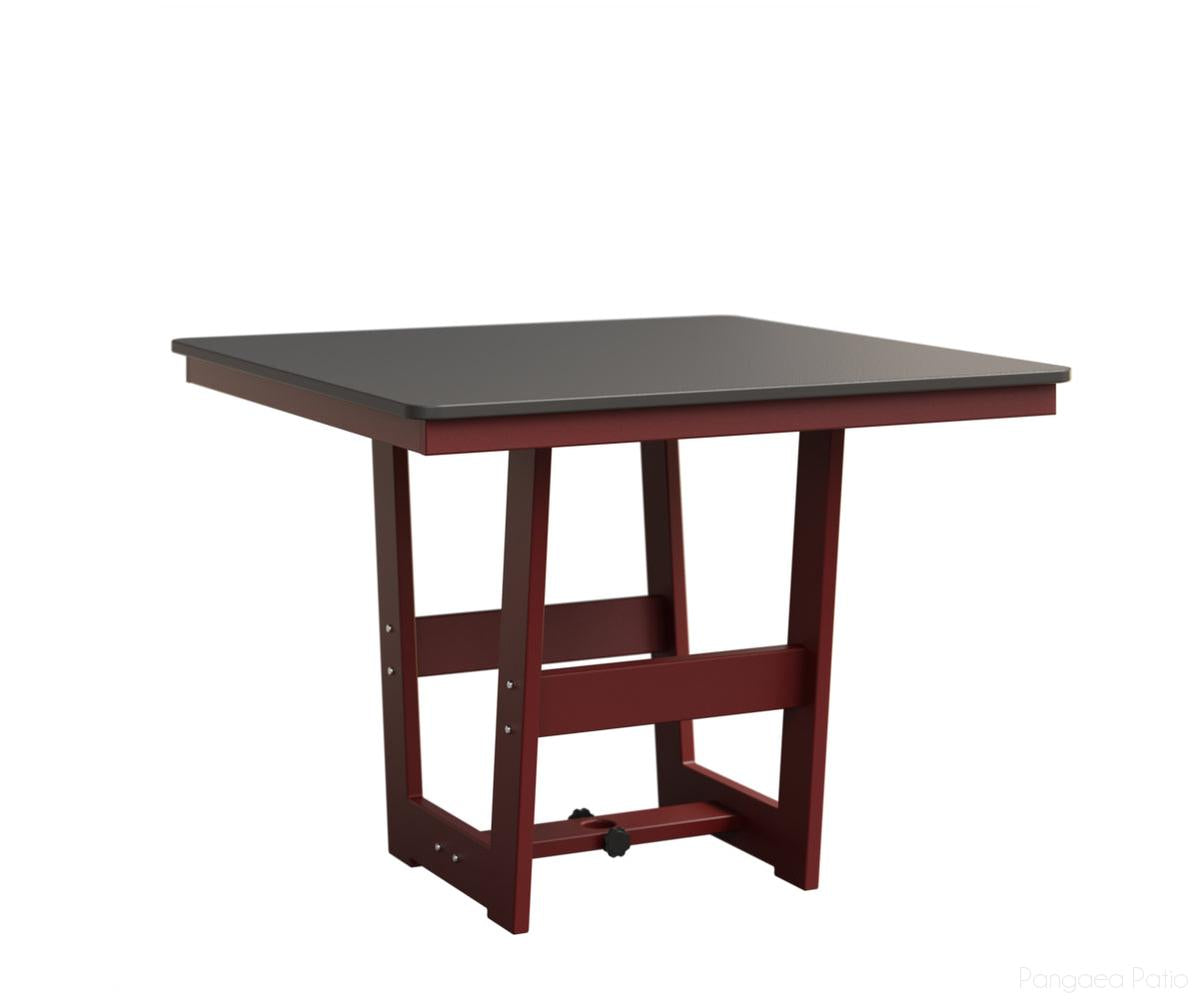 BGHHFMT0040BSTRE-Berlin Gardens-Hudson 40" Square Table - Hammered Top - Bar Height-Stainless BG-MGP Red-Pangaea Patio