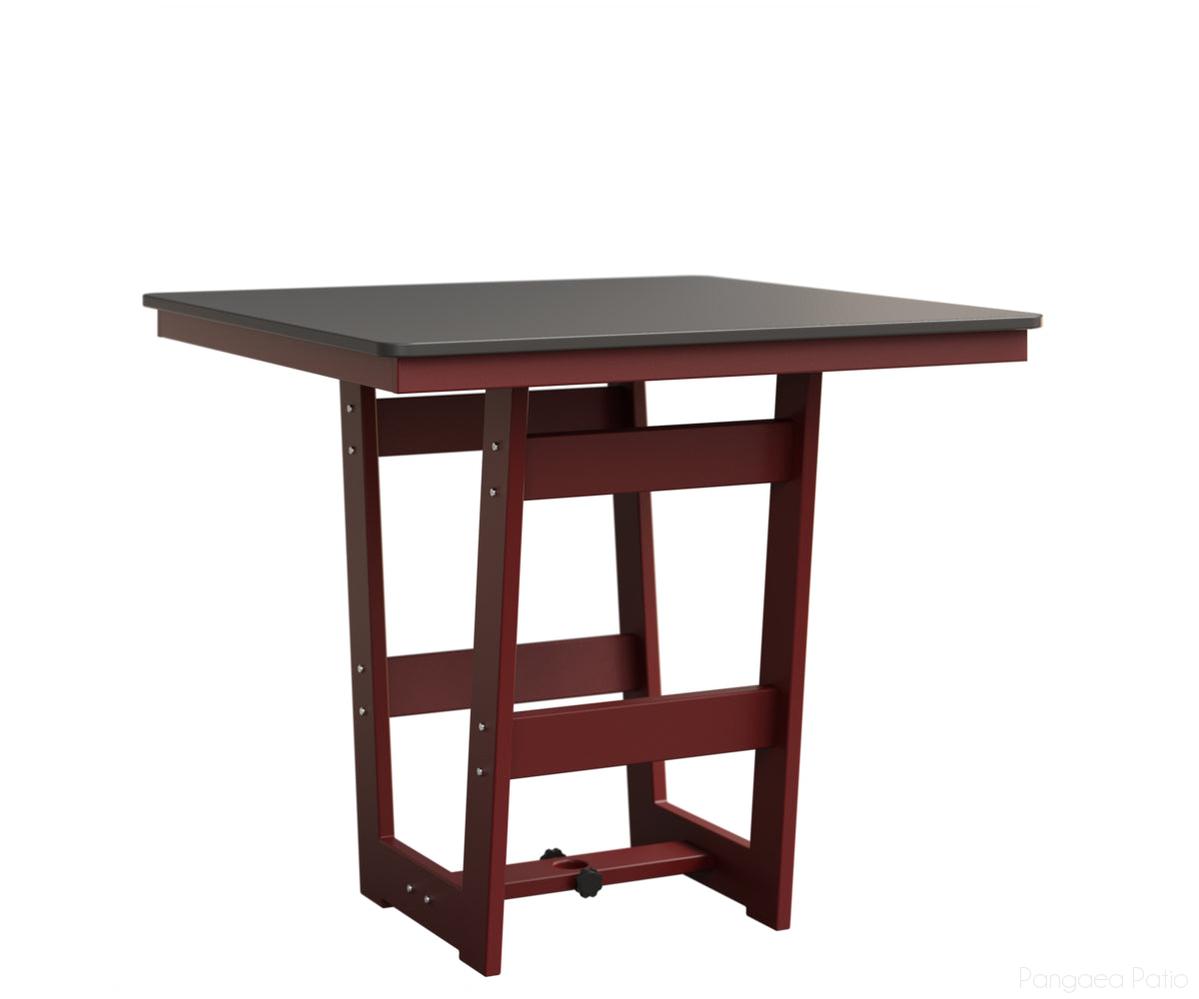 BGHHFMT0040CSTRE-Berlin Gardens-Hudson 40" Square Table - Hammered Top - Counter Height-Stainless BG-MGP Red-Pangaea Patio