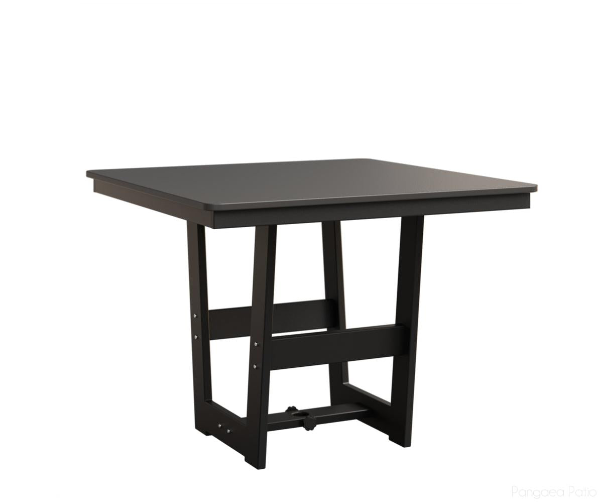 BGHHFMT0040DSTMB-Berlin Gardens-Hudson 40" Square Table - Hammered Top - Dining Height-Stainless BG-MGP Matte Black-Pangaea Patio