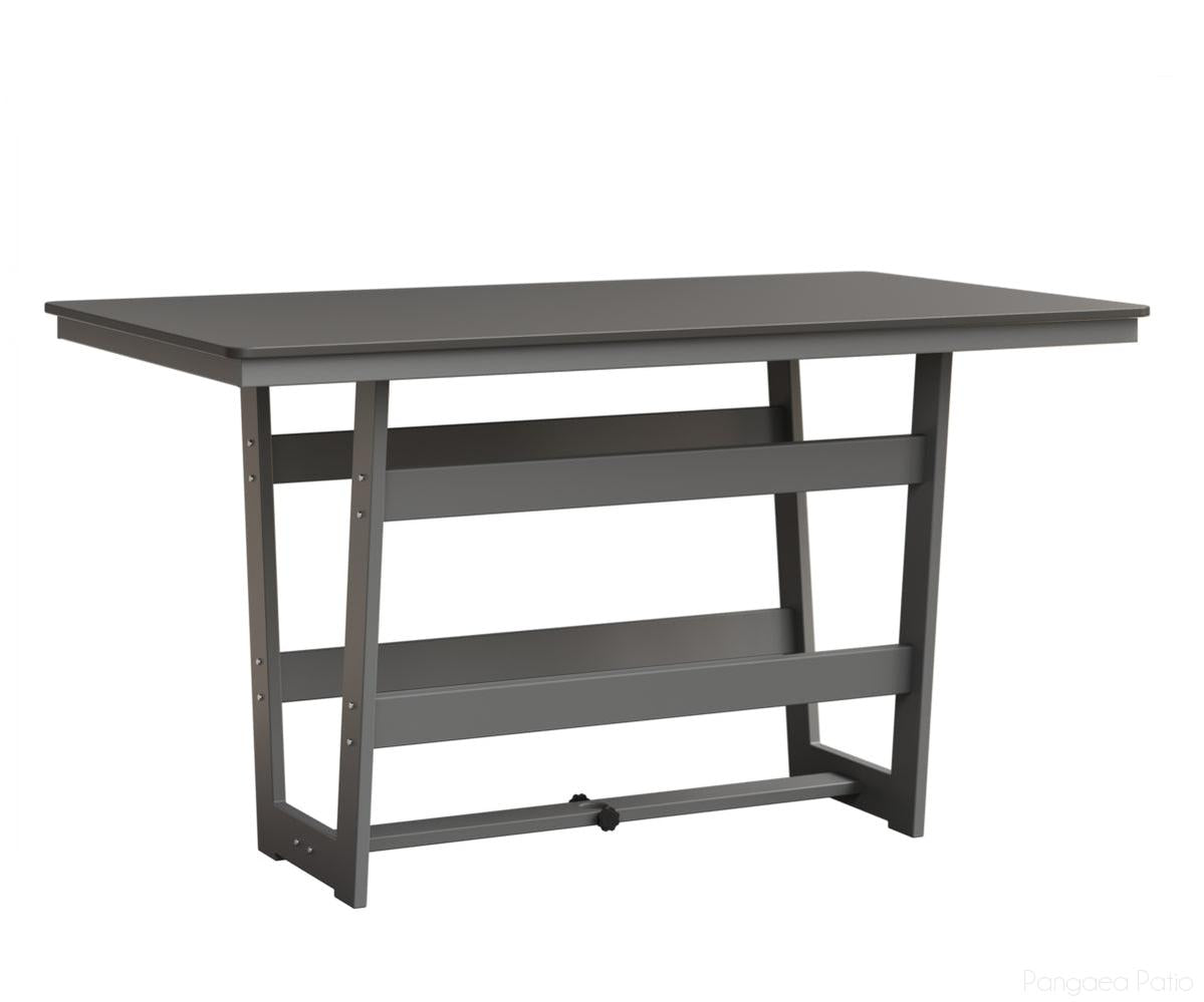BGHHFMT4070BSTFO-Berlin Gardens-Hudson 40"x70" Rectangular Table - Hammered Top - Bar Height-Stainless BG-MGP Fog-Pangaea Patio