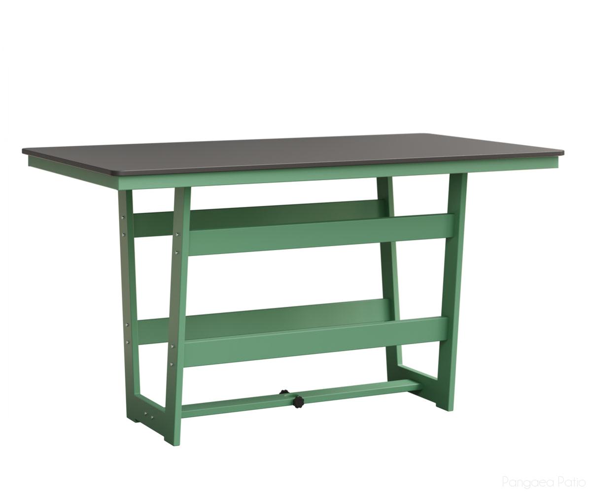 BGHHFMT4070BSTMI-Berlin Gardens-Hudson 40"x70" Rectangular Table - Hammered Top - Bar Height-Stainless BG-MGP Mint-Pangaea Patio