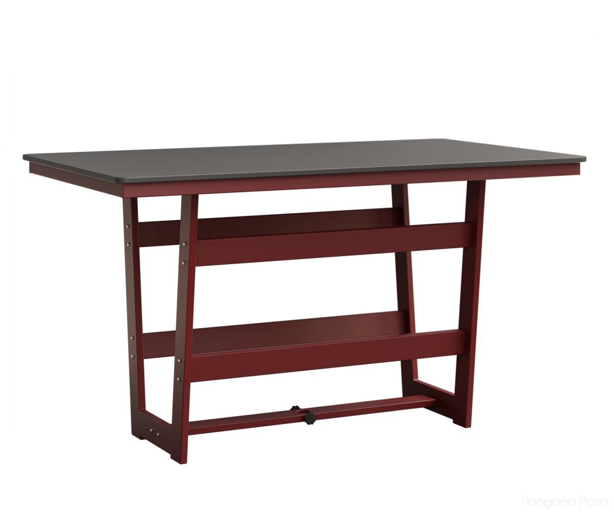 BGHHFMT4070BSTRE-Berlin Gardens-Hudson 40"x70" Rectangular Table - Hammered Top - Bar Height-Stainless BG-MGP Red-Pangaea Patio