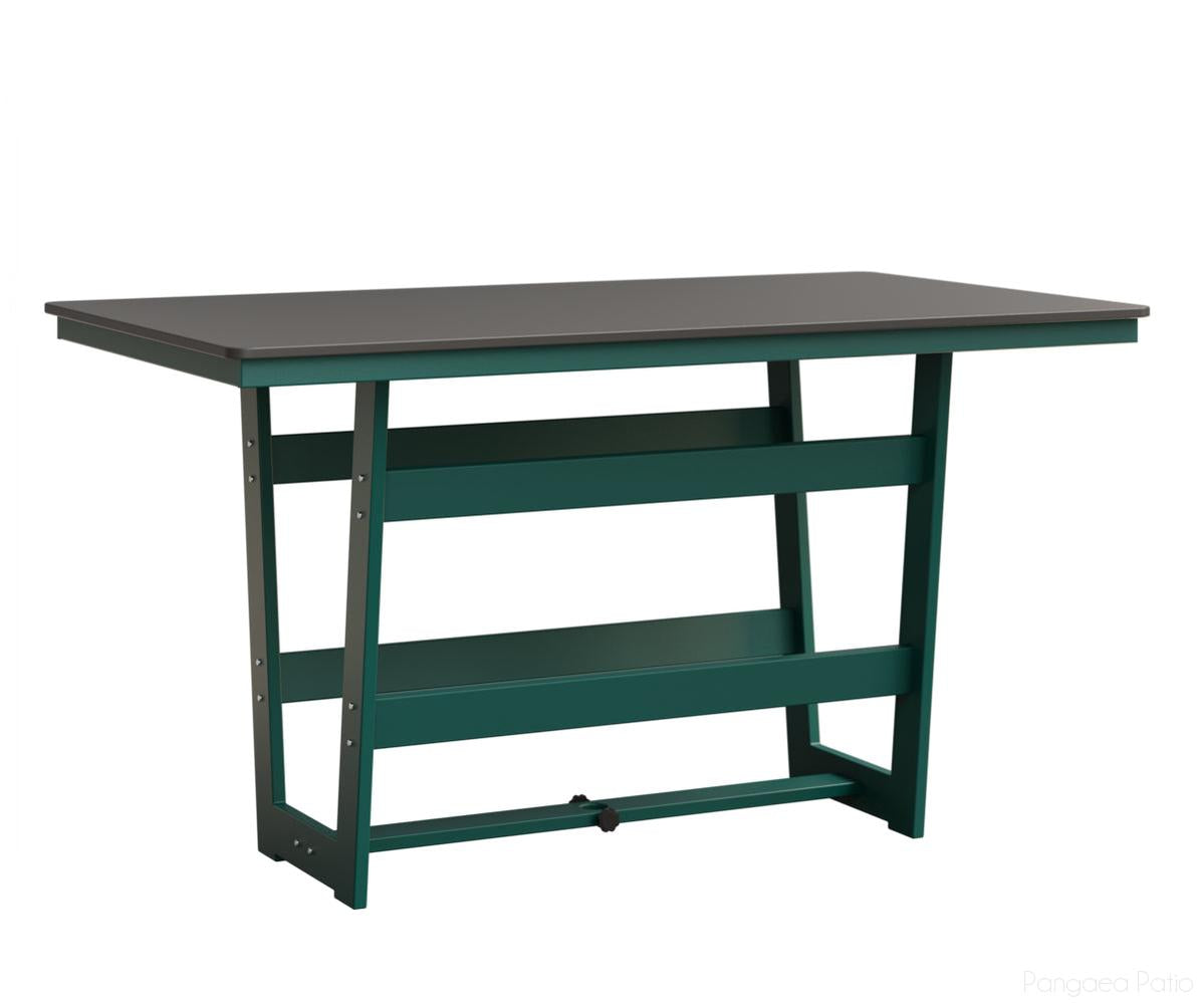 BGHHFMT4070BSTTE-Berlin Gardens-Hudson 40"x70" Rectangular Table - Hammered Top - Bar Height-Stainless BG-MGP Teal-Pangaea Patio