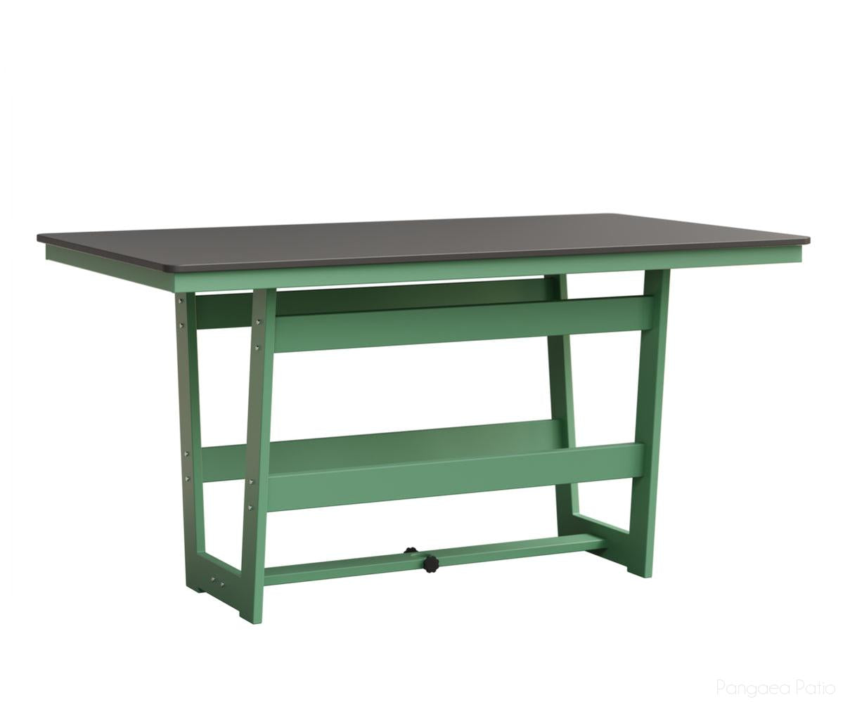 BGHHFMT4070CSTMI-Berlin Gardens-Hudson 40"x70" Rectangular Table - Hammered Top - Counter Height-Stainless BG-MGP Mint-Pangaea Patio