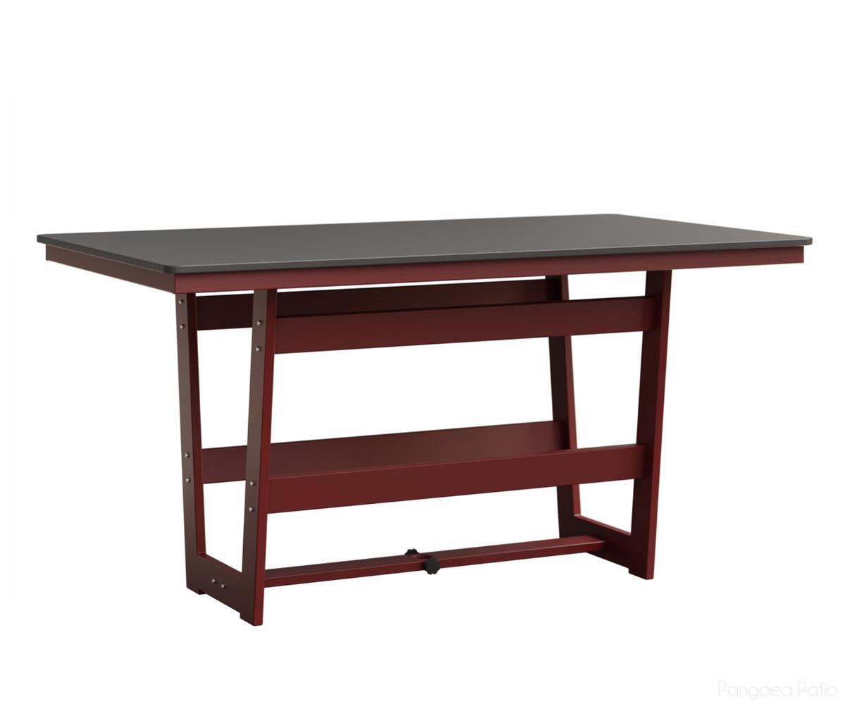 BGHHFMT4070CSTRE-Berlin Gardens-Hudson 40"x70" Rectangular Table - Hammered Top - Counter Height-Stainless BG-MGP Red-Pangaea Patio