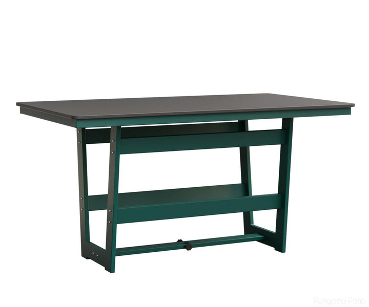 BGHHFMT4070CSTTE-Berlin Gardens-Hudson 40"x70" Rectangular Table - Hammered Top - Counter Height-Stainless BG-MGP Teal-Pangaea Patio