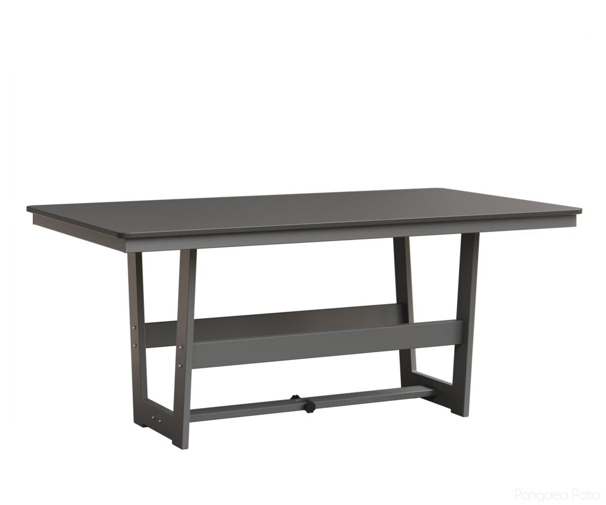 BGHHFMT4070DSTFO-Berlin Gardens-Hudson 40"x70" Rectangular Table - Hammered Top - Dining Height-Stainless BG-MGP Fog-Pangaea Patio