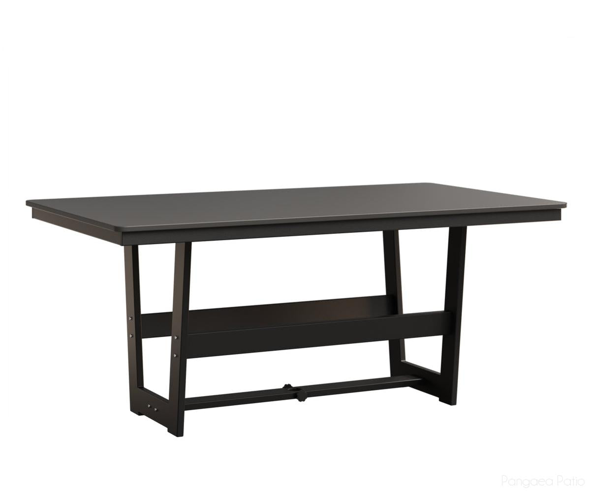 BGHHFMT4070DSTMB-Berlin Gardens-Hudson 40"x70" Rectangular Table - Hammered Top - Dining Height-Stainless BG-MGP Matte Black-Pangaea Patio