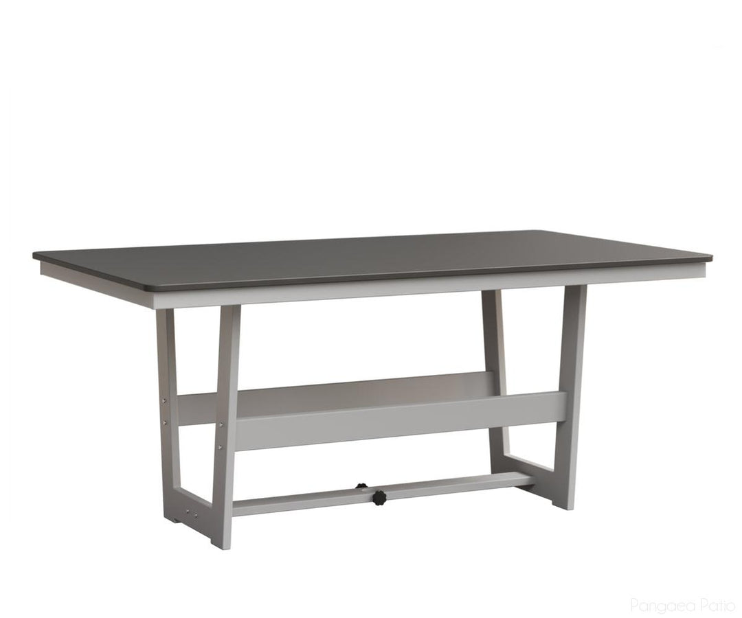 BGHHFMT4070DSTMW-Berlin Gardens-Hudson 40"x70" Rectangular Table - Hammered Top - Dining Height-Stainless BG-MGP Matte White-Pangaea Patio