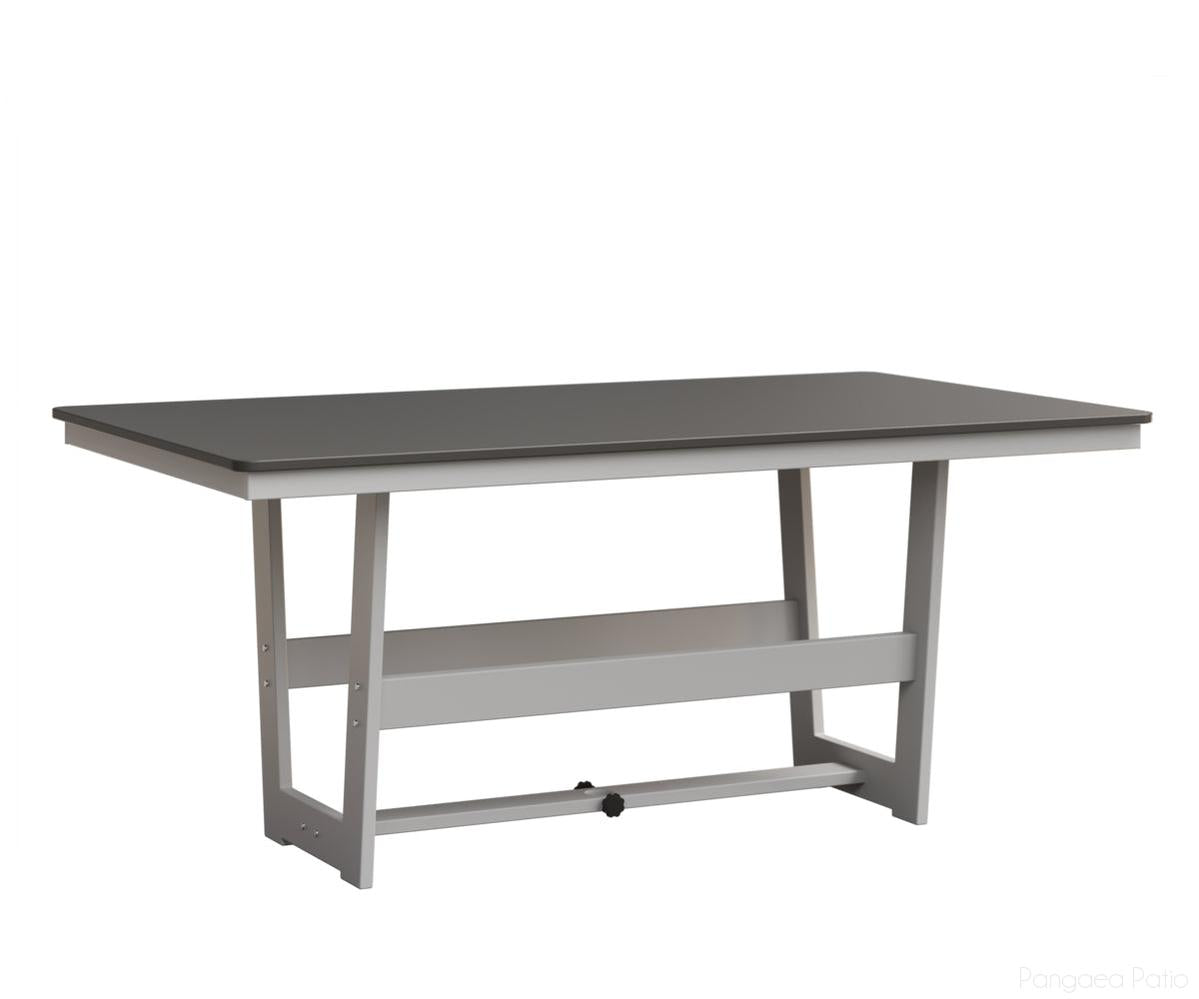 BGHHFMT4070DSTMW-Berlin Gardens-Hudson 40"x70" Rectangular Table - Hammered Top - Dining Height-Stainless BG-MGP Matte White-Pangaea Patio