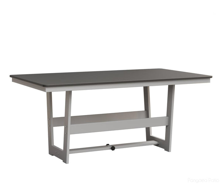 BGHHFMT4070DSTMW-Berlin Gardens-Hudson 40"x70" Rectangular Table - Hammered Top - Dining Height-Stainless BG-MGP Matte White-Pangaea Patio