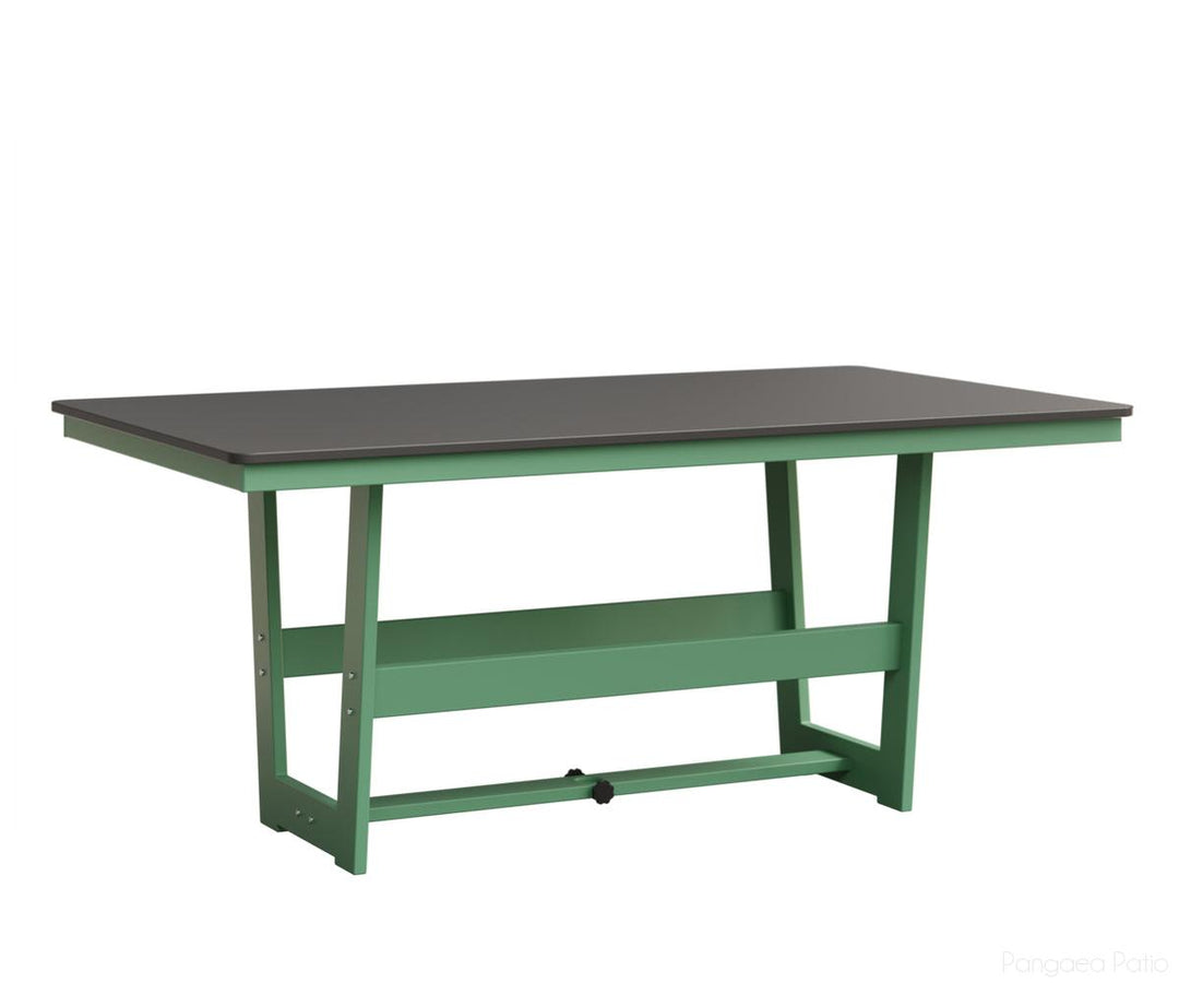 BGHHFMT4070DSTMI-Berlin Gardens-Hudson 40"x70" Rectangular Table - Hammered Top - Dining Height-Stainless BG-MGP Mint-Pangaea Patio