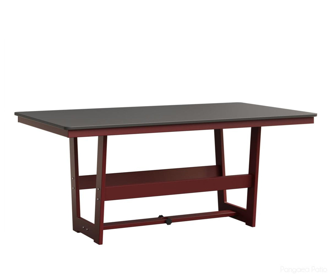 BGHHFMT4070DSTRE-Berlin Gardens-Hudson 40"x70" Rectangular Table - Hammered Top - Dining Height-Stainless BG-MGP Red-Pangaea Patio