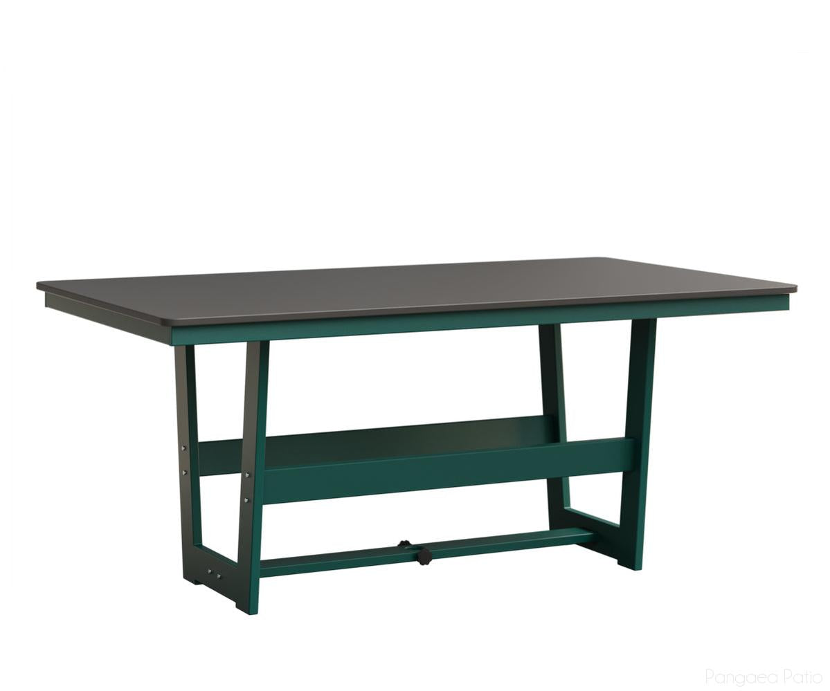 BGHHFMT4070DSTTE-Berlin Gardens-Hudson 40"x70" Rectangular Table - Hammered Top - Dining Height-Stainless BG-MGP Teal-Pangaea Patio