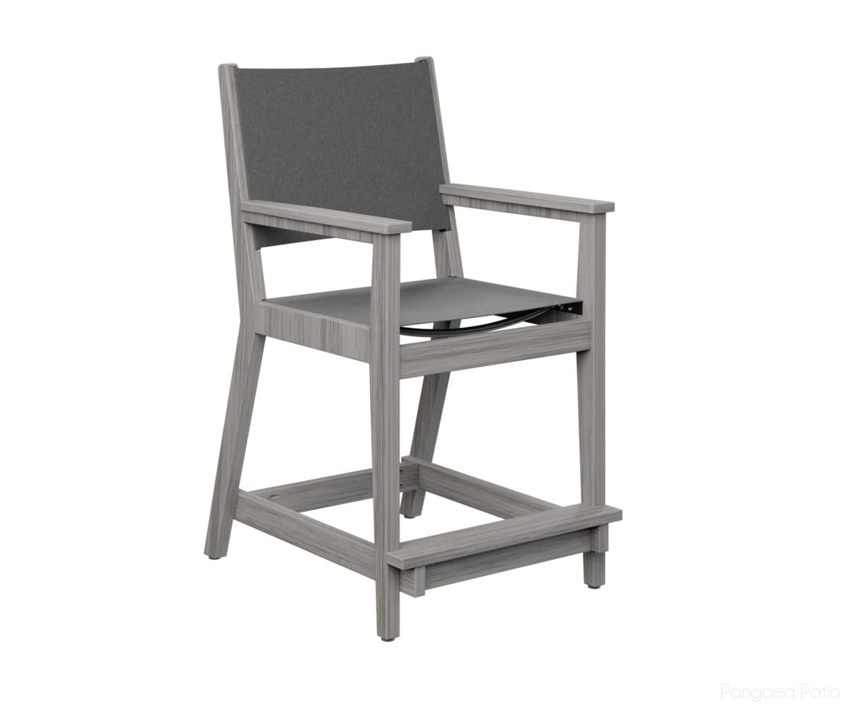 BGMHSCC2241DG-Berlin Gardens-Mayhew Sling Counter Arm Chair-Driftwood Gray BG-Pangaea Patio