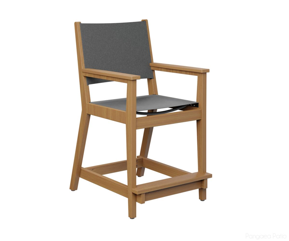 BGMHSCC2241NT-Berlin Gardens-Mayhew Sling Counter Arm Chair-Natural Teak BG-Pangaea Patio