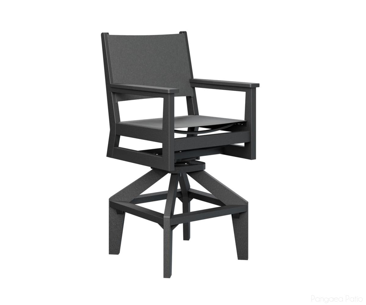 BGMHSSB2245B-Berlin Gardens-Mayhew Sling Swivel Bar Chair-Black BG-Pangaea Patio