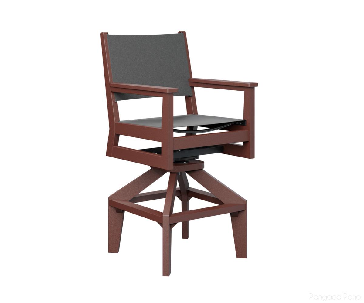 BGMHSSB2245BR-Berlin Gardens-Mayhew Sling Swivel Bar Chair-Burgundy BG-Pangaea Patio