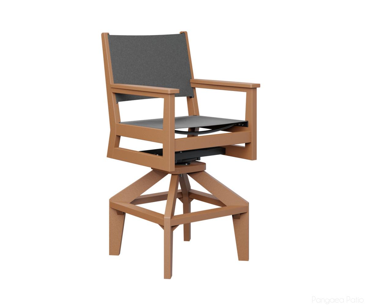 BGMHSSB2245C-Berlin Gardens-Mayhew Sling Swivel Bar Chair-Cedar BG-Pangaea Patio