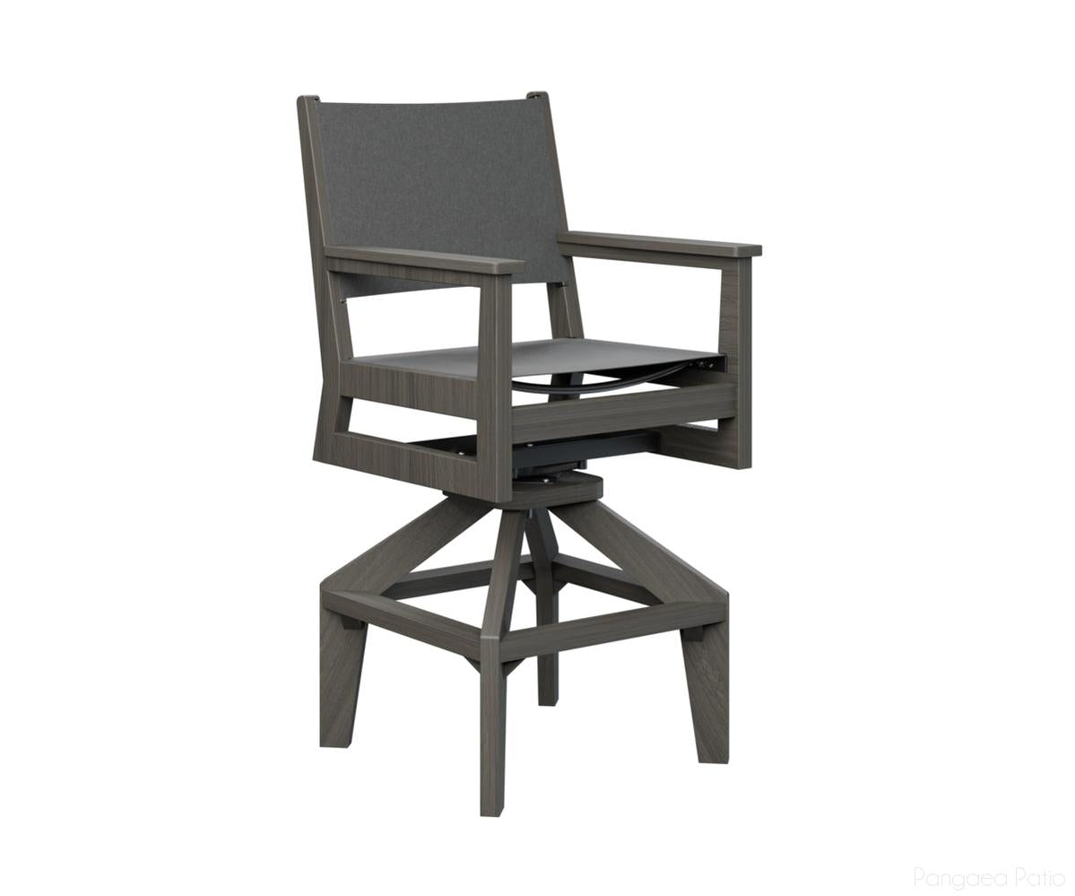 BGMHSSB2245CG-Berlin Gardens-Mayhew Sling Swivel Bar Chair-Coastal Gray BG-Pangaea Patio