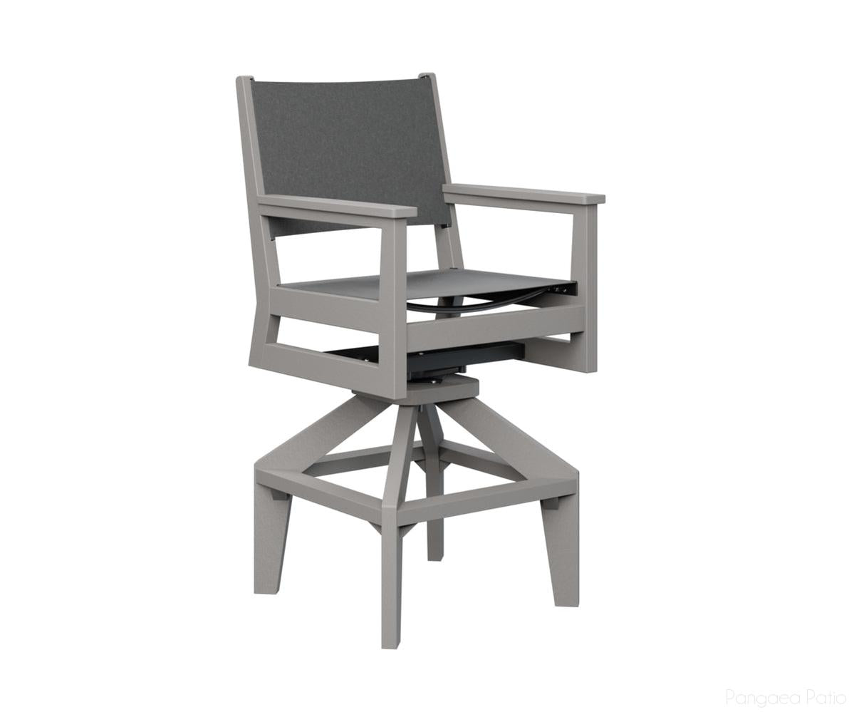 BGMHSSB2245LG-Berlin Gardens-Mayhew Sling Swivel Bar Chair-Light Gray BG-Pangaea Patio