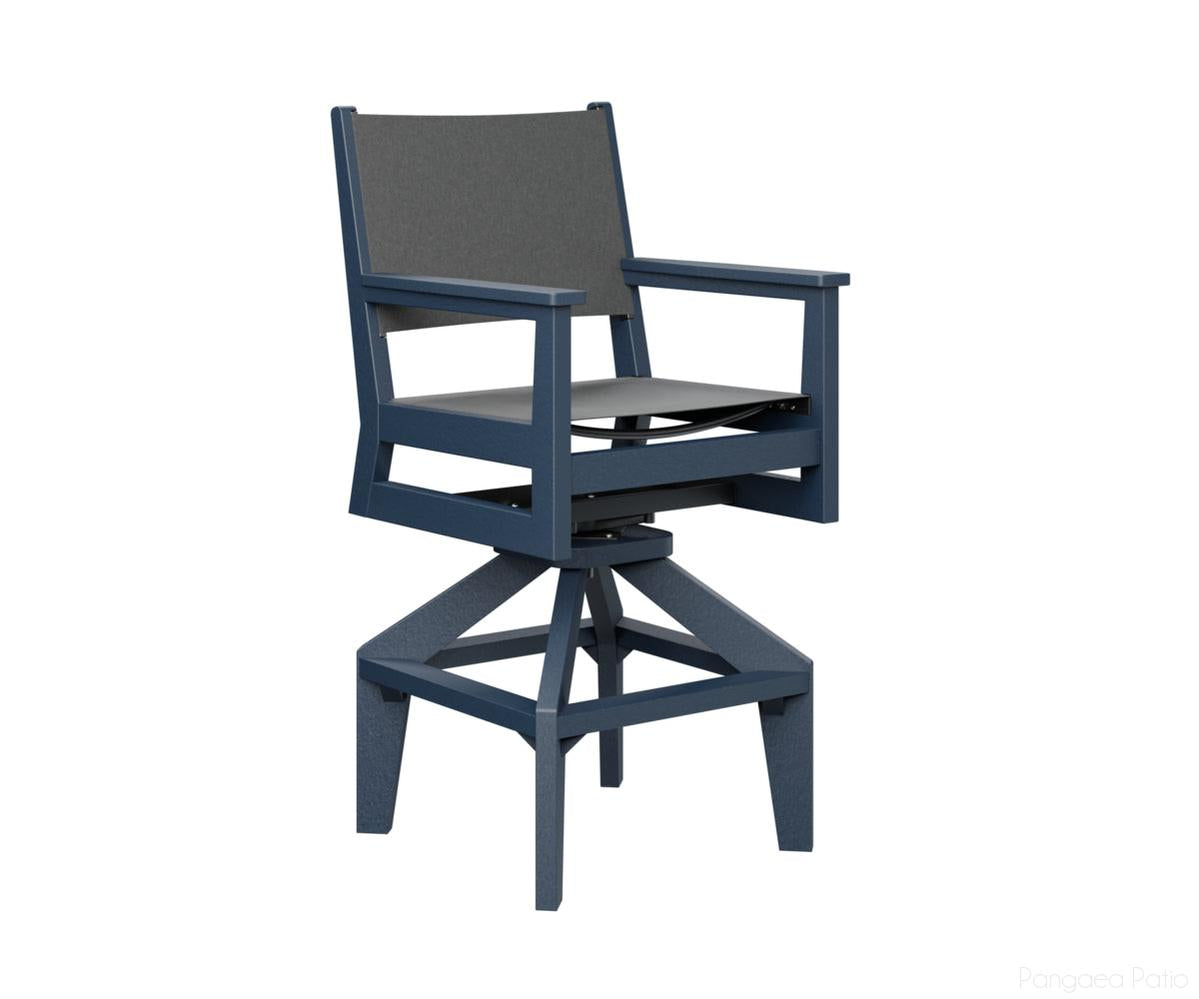 BGMHSSB2245NB-Berlin Gardens-Mayhew Sling Swivel Bar Chair-Navy Blue BG-Pangaea Patio