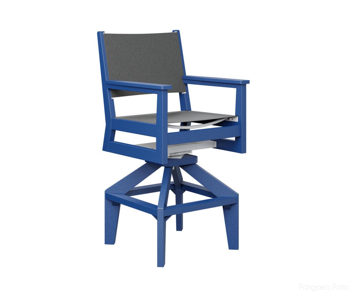 BGMHSSB2245PB-Berlin Gardens-Mayhew Sling Swivel Bar Chair-Pacific Blue BG-Pangaea Patio