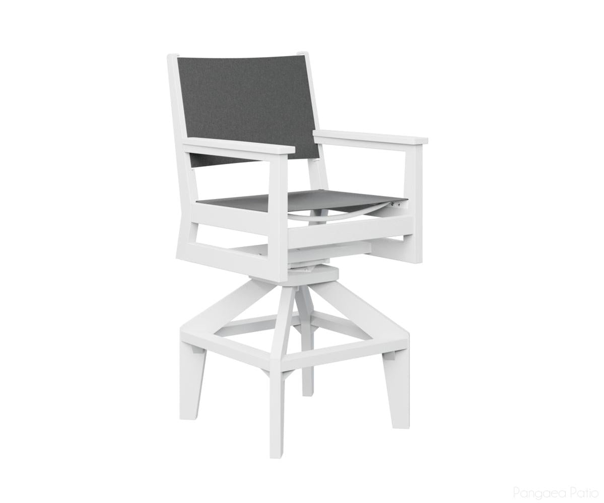 BGMHSSB2245W-Berlin Gardens-Mayhew Sling Swivel Bar Chair-White BG-Pangaea Patio