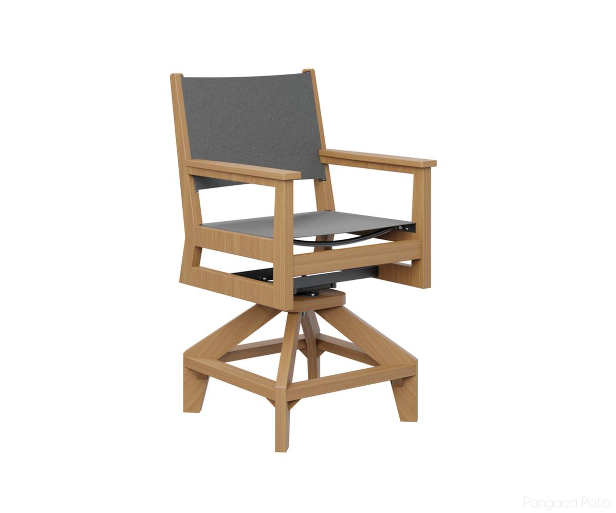 BGMHSSC2241NT-Berlin Gardens-Mayhew Sling Swivel Counter Chair-Natural Teak BG-Pangaea Patio