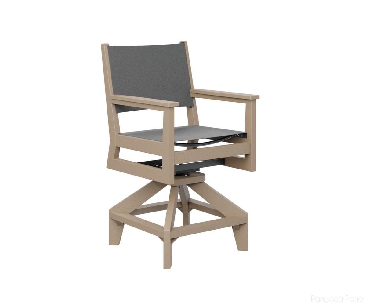 BGMHSSC2241WW-Berlin Gardens-Mayhew Sling Swivel Counter Chair-Weatherwood BG-Pangaea Patio