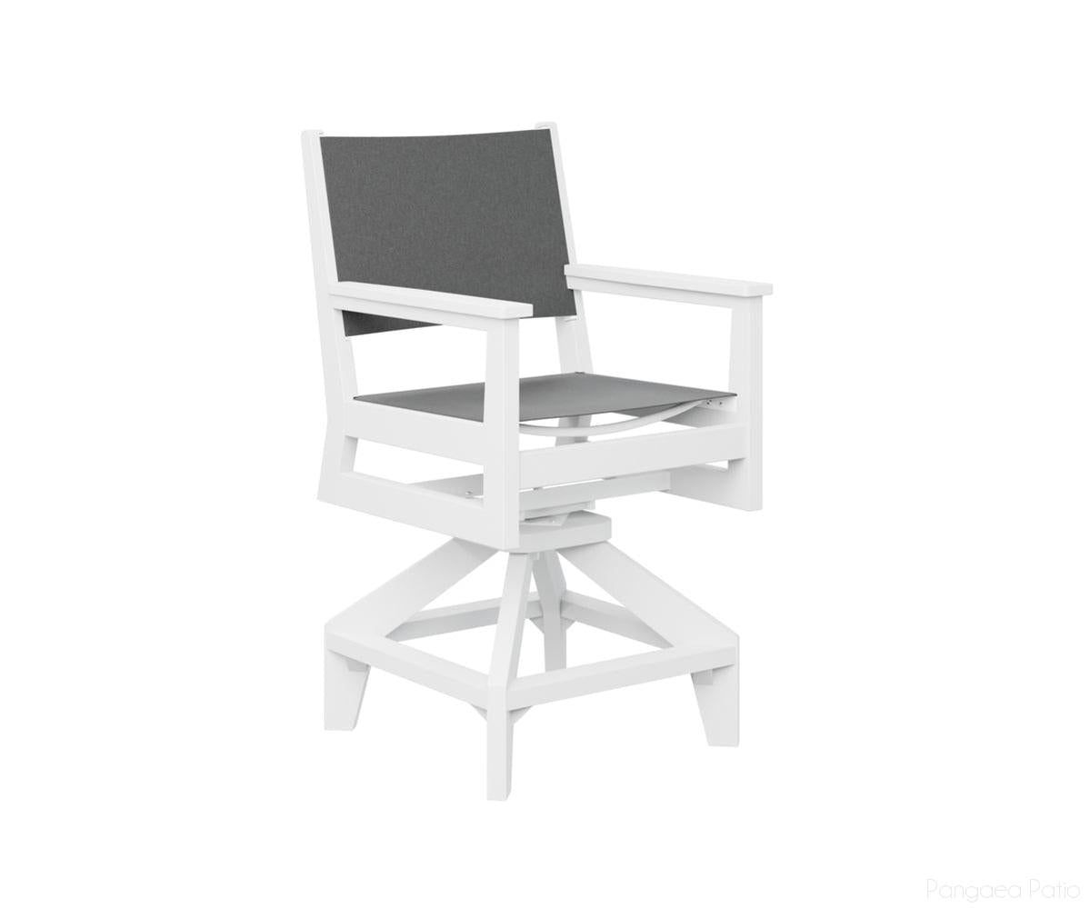 BGMHSSC2241W-Berlin Gardens-Mayhew Sling Swivel Counter Chair-White BG-Pangaea Patio