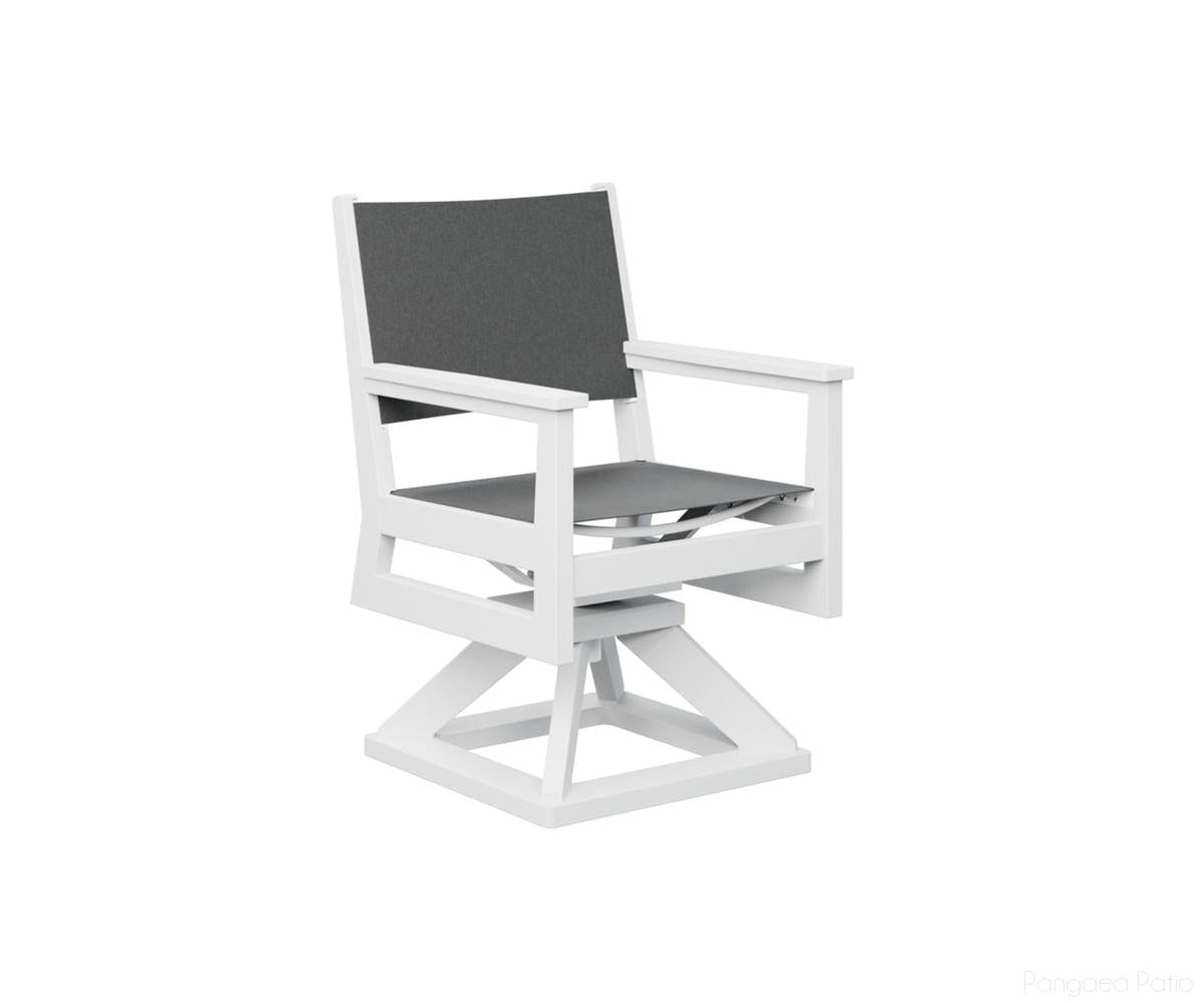 BGMHSSD2235W-Berlin Gardens-Mayhew Sling Swivel Rocker Dining Chair-White BG-Pangaea Patio