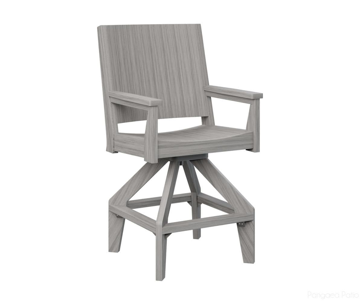 BGMHCSB2647DG-Berlin Gardens-Mayhew Swivel Bar Chair-Driftwood Gray BG-Pangaea Patio