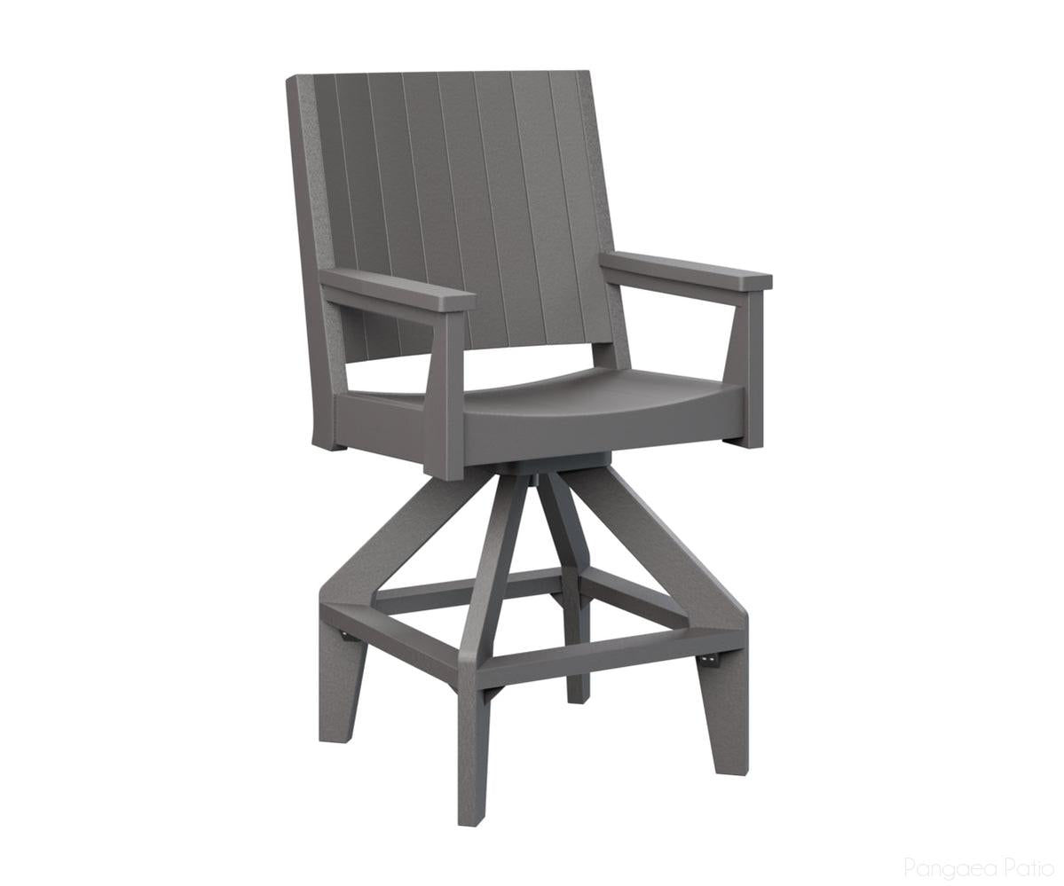 BGMHCSB2647SG-Berlin Gardens-Mayhew Swivel Bar Chair-Smoke Gray BG-Pangaea Patio