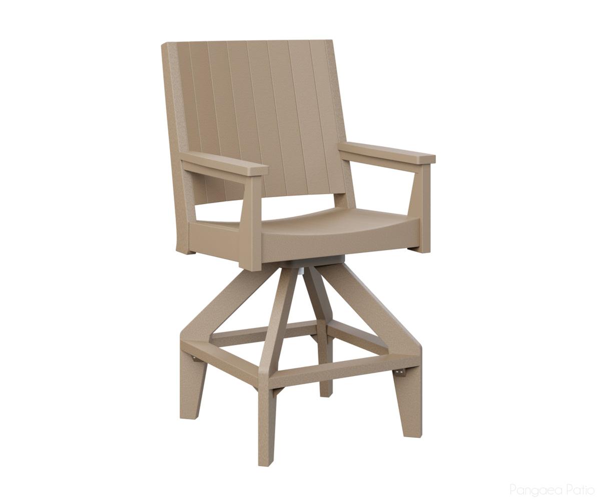 BGMHCSB2647WW-Berlin Gardens-Mayhew Swivel Bar Chair-Weatherwood BG-Pangaea Patio