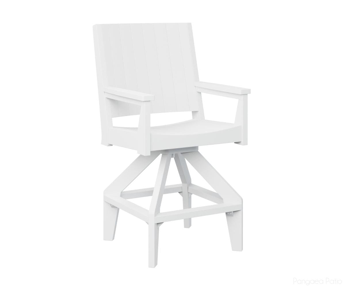BGMHCSB2647W-Berlin Gardens-Mayhew Swivel Bar Chair-White BG-Pangaea Patio